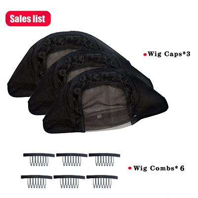 YANTAISIYU 4X4 Inch U Part Swiss Lace Wig Cap for Making Wigs with  Adjustable Straps on the Back Glueless Hairnets (Black M)