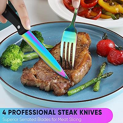 Hiware 48 Pieces Rainbow Silverware Set with Steak Knives for 8, Stainless  Steel Flatware Cutlery Set For Home Kitchen Restaurant, Dishwasher Safe -  Yahoo Shopping