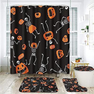  4PC Halloween Shower Curtain Set for Bathroom with Non