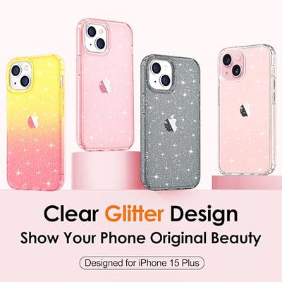 For iPhone 15 Pro Max 14 Plus 13 Bling Glitter Love Heart Clear TPU Case  Cover