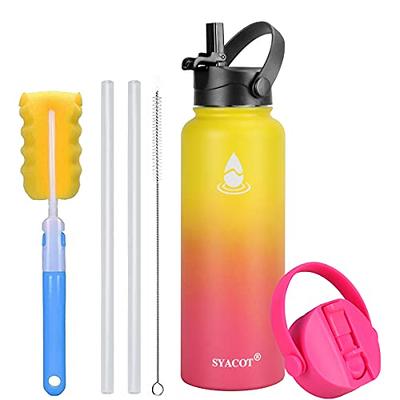 Simple Modern 40 Ounce Summit Water Bottle - Stainless Steel Liter Flask +2  Lids - Wide Mouth Tumbler Double Wall Vacuum Insulated Yellow Leakproof  -Sunshine Yellow 