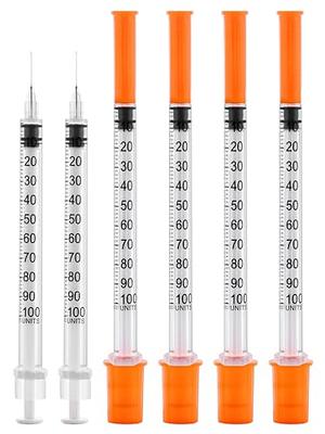 U-100 1ml Syringe with Needle, 31G 1/4 6mm 1cc Syringes, Disposable  Individual Package, Pack of 100