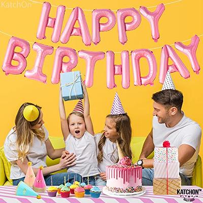 KatchOn, Pink Happy Birthday Banner - 16 Inch, Pink Happy Birthday Balloon  Banner for Hot Pink Birthday Decorations, Happy Birthday Sign Balloons for  Pink Party Decorations