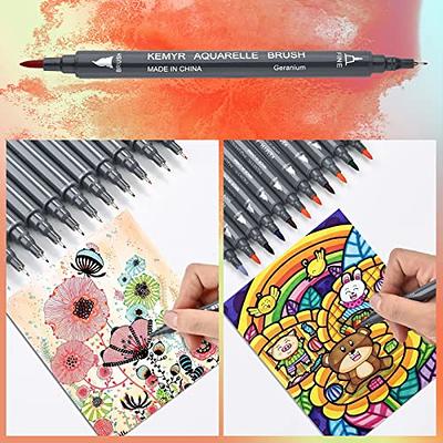 AEDAGA 120 Colors Numbered Dual Tip Brush Pens with Free App, Fine and  Brush Tips Colored Pens for Adults and Kids, Coloring Markers for Coloring  Book