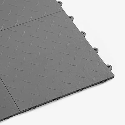 Garage Floor Tile Diamond | 1x1 ft | 5/8 inch Thick | Click Together Plastic Modular Tile | Raised Garage Flooring | Colors: Black or Dark Grey