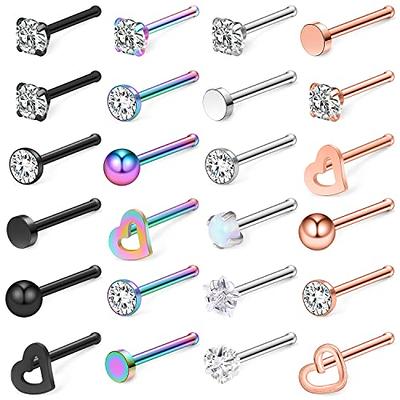 Vegolita 15PCS 20G 316L Stainless Steel Dangle Nose Rings Hoop for