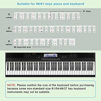 Removable Piano Keyboard Note Labels For Learning, Piano Notes Guide &  Piano Key Guide - 61-key