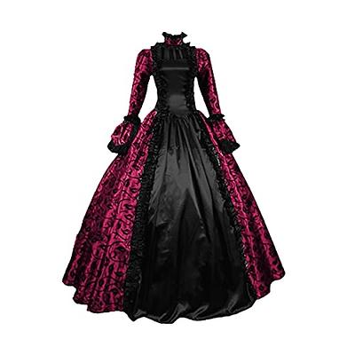 Women's Vintage Victorian Dress Halter Neck Ruffle Long Sleeve 18th Century  Medieval Civil War Maxi Gown Gothic Bow Knot Ball Gown Costume - Walmart.com