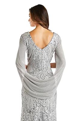 Women's R&M Richards Embroidered Sequin Lace Poncho & Maxi