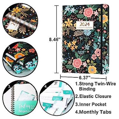 Planner 2024 - Planner/Calendar 2024, Jan.2024 - Dec.2024, 2024 Planner  Weekly & Monthly with Tabs, 6.3 x 8.4, Hardcover + Back Pocket +  Twin-Wire