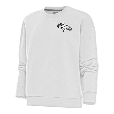 Men's Antigua White Denver Broncos Victory Pullover Hoodie