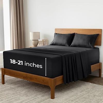  King Size Bed Sheets Deep Pockets – 4 Piece Set, Oversized Flat  Sheet, 21 Inch Extra Deep Fitted Sheet, 2 Zippered Pillowcases – Fits 18”  to 23” Mattress – Soft Double