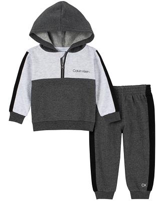 Calvin Klein Baby Boys Side-Striped Heather Hoodie Sweatsuit, 2