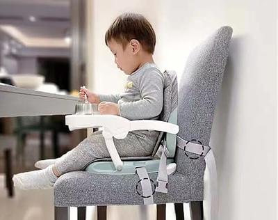 Yoleo Baby High Chair Booster Seat for Dining Table, Adjustable Height Travel Booster Seat with Tray, Grey