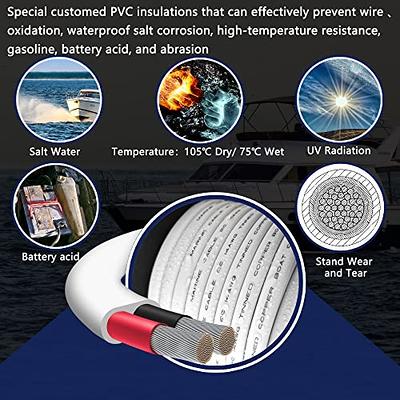 Kimbluth 8 Gauge Duplex Marine Wire Tinned Copper Boat Cable, 10ft 8 AWG Standard USA OFC Oxygen Free Copper Wire for Automotive Boat Speakers Solar