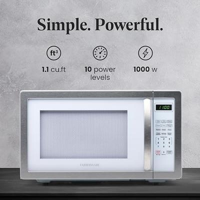 Farberware Countertop Microwave 1000 Watts, 1.1 cu ft - Microwave Oven With LED  Lighting and Child Lock - Perfect for Apartments and Dorms - Easy Clean  White, Platinum - Yahoo Shopping