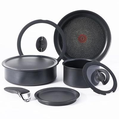 T-fal Initiatives Nonstick Cookware Set 18 Piece Pots and Pans, Dishwasher  Safe Black induction cookware