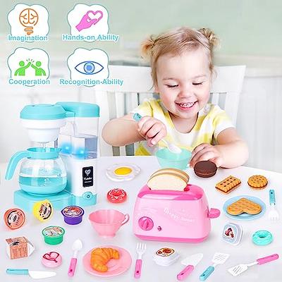 CUTE STONE Toy Kitchen Appliances Playset, Kids Kitchen Toy Mixer and  Blender with Sound & Lights, Play Toaster, Cutting Play Food, Toddler Play