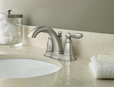 Moen Lindor Brushed Nickel Single Handle Bathroom Faucet 4 in.