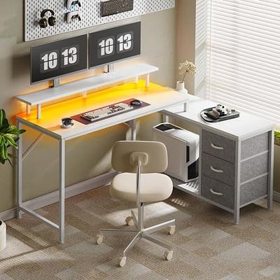 L-Shaped Computer Desk Home Office Study Table Corner Desk with Shelves  Drawer