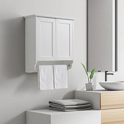 Tangkula 2-Tier Shelf with Towel Bar Wall Mount Bathroom Toilet Organizer Storage Shelf