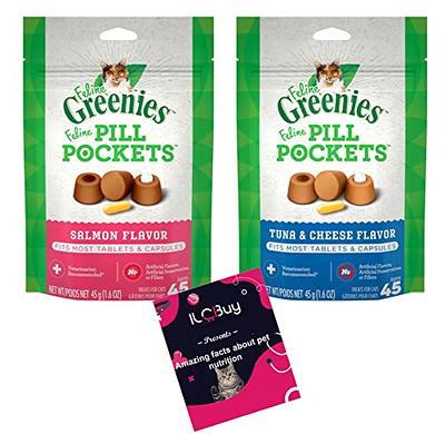 Greenies Pill Pockets for Cats Bundle, Includes 01 Bag (1.6oz) Salmon Flavor  and 01 Bag(1.6oz) Tuna&Cheese Flavor.Plus a Facts About Pet Nutrition  Booklet. - Yahoo Shopping