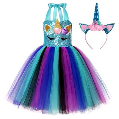 Davsolly Unicorn Birthday Dress for Girls Rainbow Unicorn Costume