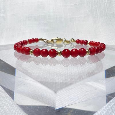 Gold Beaded Gemstone Bracelet, Minimalist