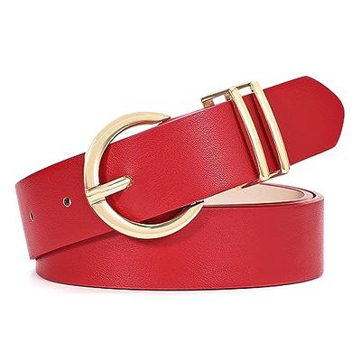 XZQTIVE Women Leather Belt No Pin Circle Buckle Fashion Waist Belt for Jean Dress