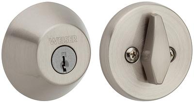 Weiser Single-Cylinder Round Deadbolt Door Lock, Nickel