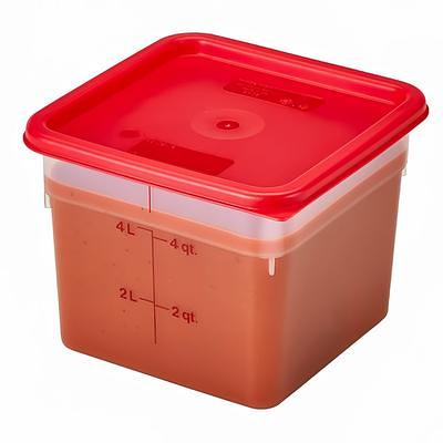 Vigor 6 Qt. Clear Square Polycarbonate Food Storage Container and Red Lid
