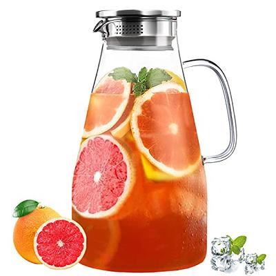 Glass Pitcher, 80oz Glass Pitcher with Lid and Spout, Large Glass Water  Pitcher for Juice, Lemonade, Hot&Cold Beverage, Iced Tea Pitcher for  Fridge