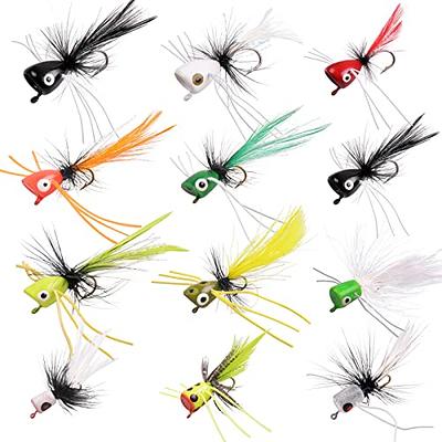 Fly Fishing Poppers, Topwater Fishing Lures Kit Bass Poppers Flies