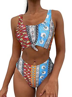 SHEKINI U Neck Girls Bikini Print Bow-Knot Two Piece Swimsuits