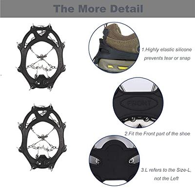 Outdoor 18 Tooth Stainless Steel Crampons Snow Ice Shoe Cover Snow Claw Ice  Fishing City Shoe Chain-for Winter Walking Hiking Climbing Jogging Mountai