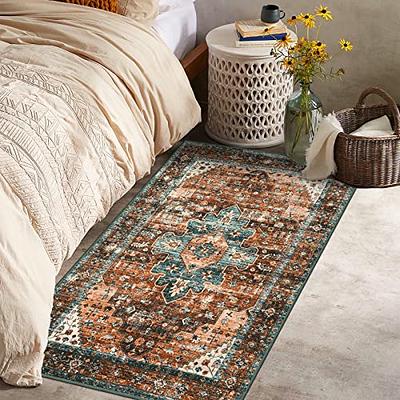 Lahome Boho Indoor Rugs for Entryway - 2x3 Non-Slip Small Area Rug Washable  Kitchen Rugs Lightweight Throw Bedroom Rugs Bathroom Mat, Grey Medallion