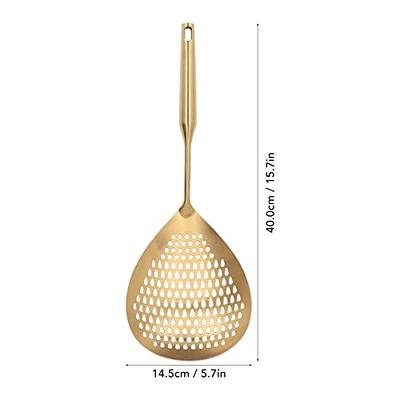 Skimmer Slotted Spoon - 304 Stainless Steel Mesh Strainer Spoon - 15in  Large Slotted Pasta Spoon with Wooden Handle - Colanders & Food Strainers  Spoon