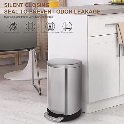 Innovaze 3.2 Gal./12 Liter Stainless Steel Rectangular Step-On Trash Can for Bathroom and Kitchen