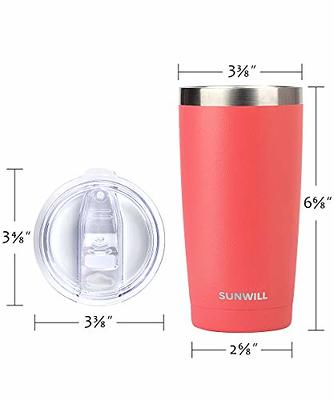 SUNWILL 20oz Tumbler with Lid, Stainless Steel Vacuum Insulated Double Wall  Travel Tumbler, Durable Insulated Coffee Mug, Powder Coated Wine Red,  Thermal Cup with Splash Proof Sliding Lid 