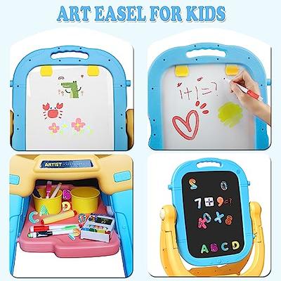 Height Adjustable Kids Art Easel Magnetic Double Sided Board-Blue