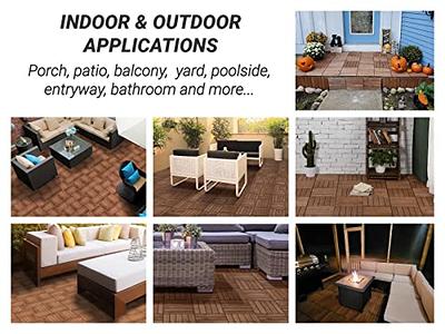 Yaheetech 12 x 12inch Fir Wood Patio Pavers Interlocking Wood Tiles,Pack of 11, Brown