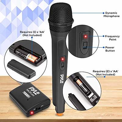 Pyle Professional Battery Operated Handheld Dynamic Unidirectional Cordless  UHF Mic Transmitter Set 