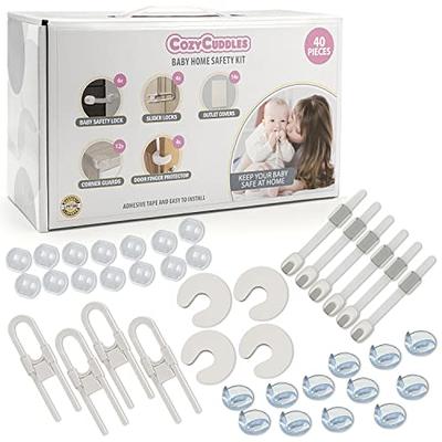 Complete Baby Proofing Bundle - 12pc Child Safety Cabinet, Drawer Locks,  Latches, Corner Guards, and Outlet Covers and 49 pc complete baby proofing