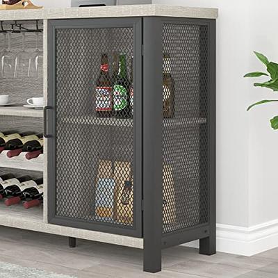 Industrial Bar Cabinet for Liquor and Glasses Coffee Bar Cabinet