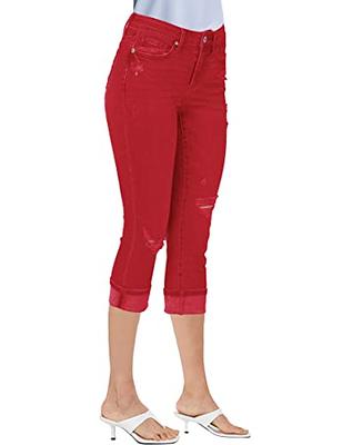 luvamia Women's Casual High Waist Ripped Capri Jeans True Red Womens Jean Capris  Capri Pants for Women Stretch Capri Pants for Women Jeans Size X-Large Fits  Size 16 / Size 18 - Yahoo Shopping