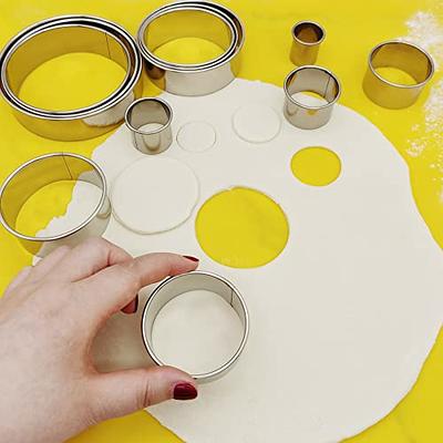 12 Pieces Round Cookie Biscuit Cutter Set, Circle Pastry Cutters, Stainless  Steel Clay Cutters and Ring Molds 