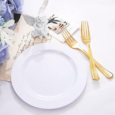 WELLIFE 200 Pieces White Dessert Plates with Gold Disposable Forks, Premium  Hard Plastic Plates 7.5”, Appetizer Plastic Plates for Wedding and Party -  Yahoo Shopping