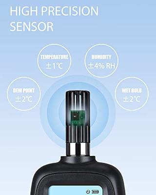 MS6508 Digital Temperature Humidity Meter, Akozon Digital Psychrometer  Thermometer Hygrometer Humidity Monitor with Temperature Gauge Meter with  Dew