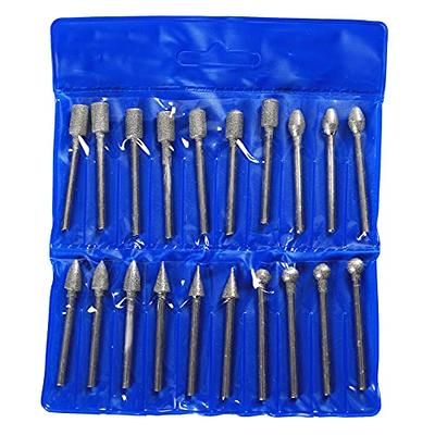 Stone Carving Set Diamond Burr Bits, 20pcs Polishing Kits Rotary Tools Accessories with 1/8' Shank for Carving, Engraving, Grinding, Polishing Stone