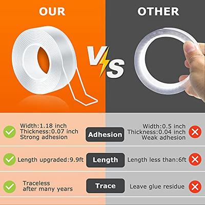 Nano Tape Double Sided Tape Heavy Duty (118IN/9.85FT), Removable Clear Sticky  Adhesive Tape, Reusable Washable Multipurpose Mounting Tape Gel Grip Tape  Carpet Tape for Home Office Car Poster Wall 